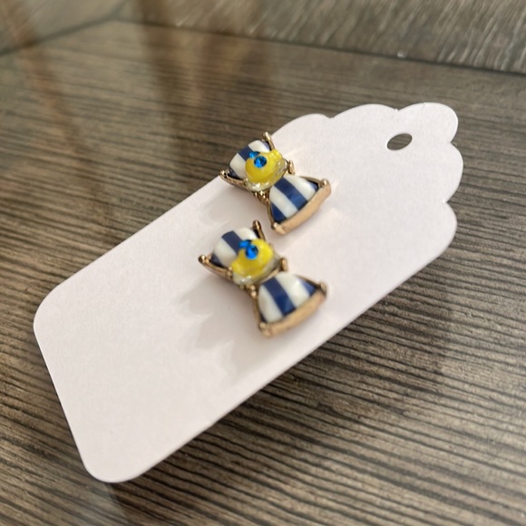 Betsy Johnson Ship Shape Bows with Yellow Skulls, Studs - Picture 12 of 12